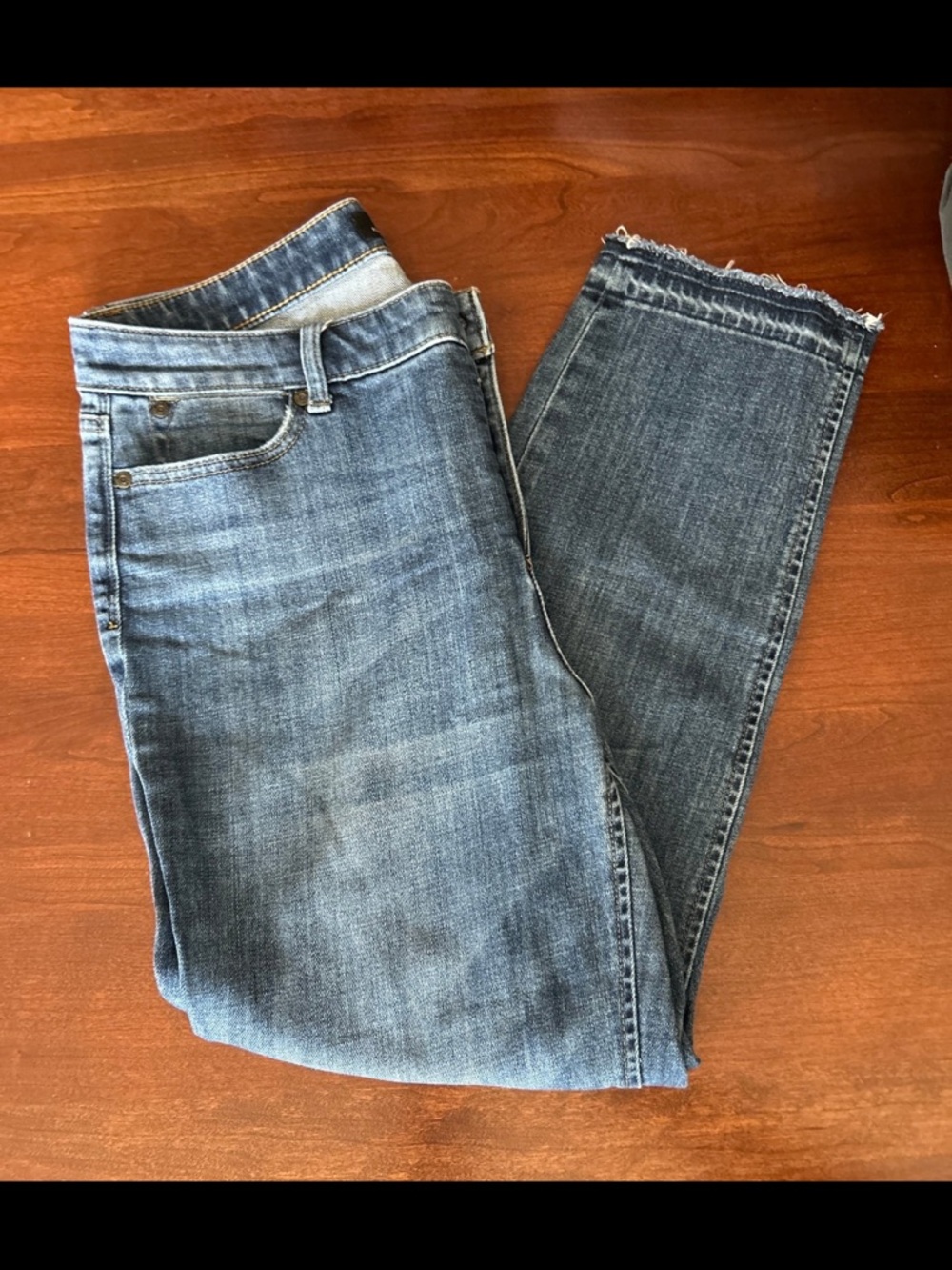 Talbots Flawless 5-Pocket Medium Slim Ankle Blue Jeans Raw Hem Cotton Size 10